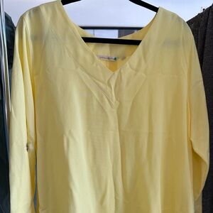 Soft Surroundings Light Yellow V-Neck Blouse